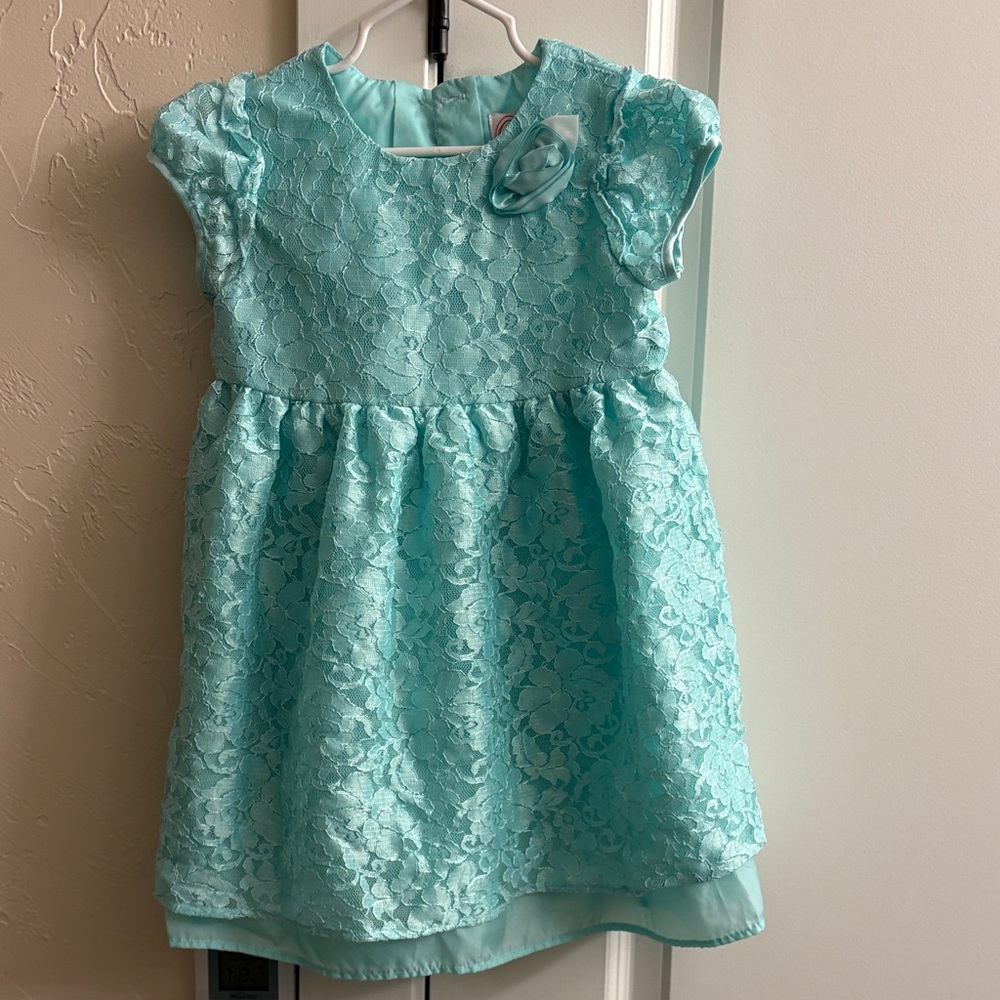Wonder Nation Aqua Floral Lace Dress